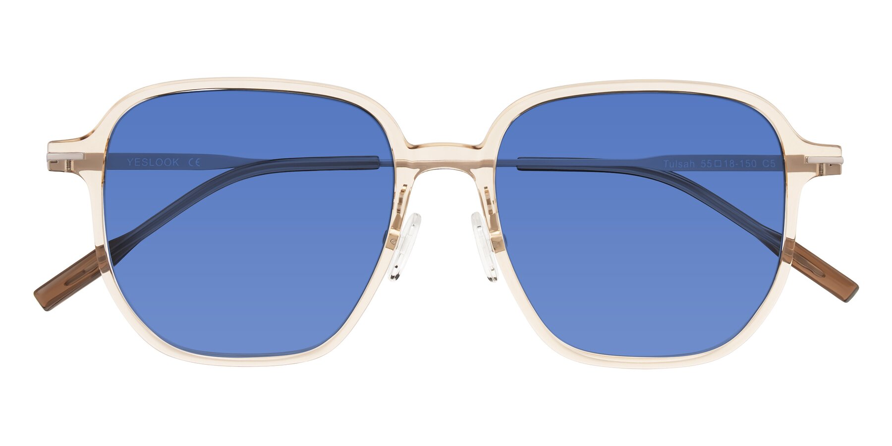 Folded Front of Tulsah in Light Orange with Blue Tinted Lenses