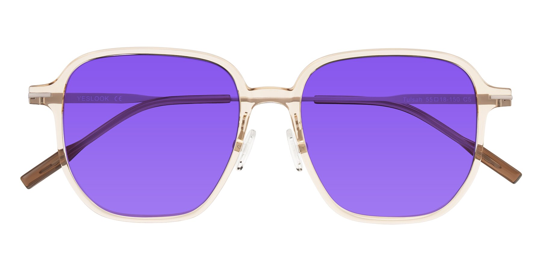 Folded Front of Tulsah in Light Orange with Purple Tinted Lenses