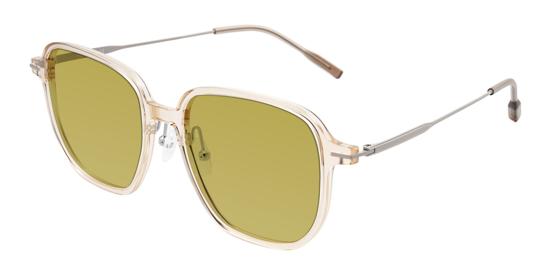 Angle of Tulsah in Light Orange with Champagne Tinted Lenses