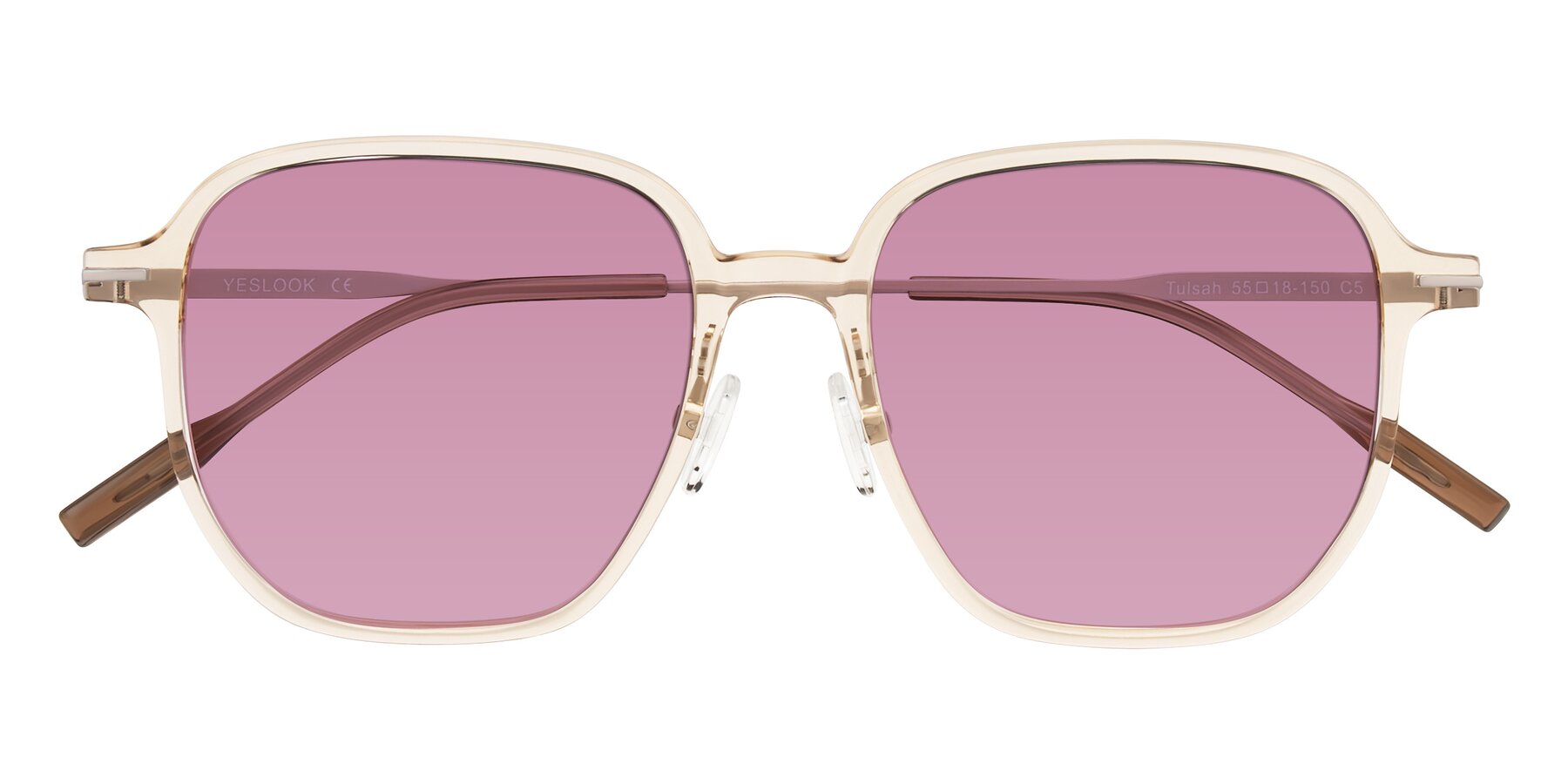 Folded Front of Tulsah in Light Orange with Medium Wine Tinted Lenses