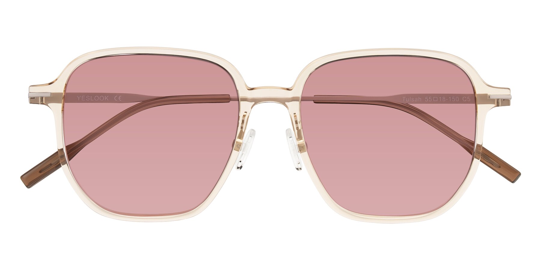 Folded Front of Tulsah in Light Orange with Medium Garnet Tinted Lenses