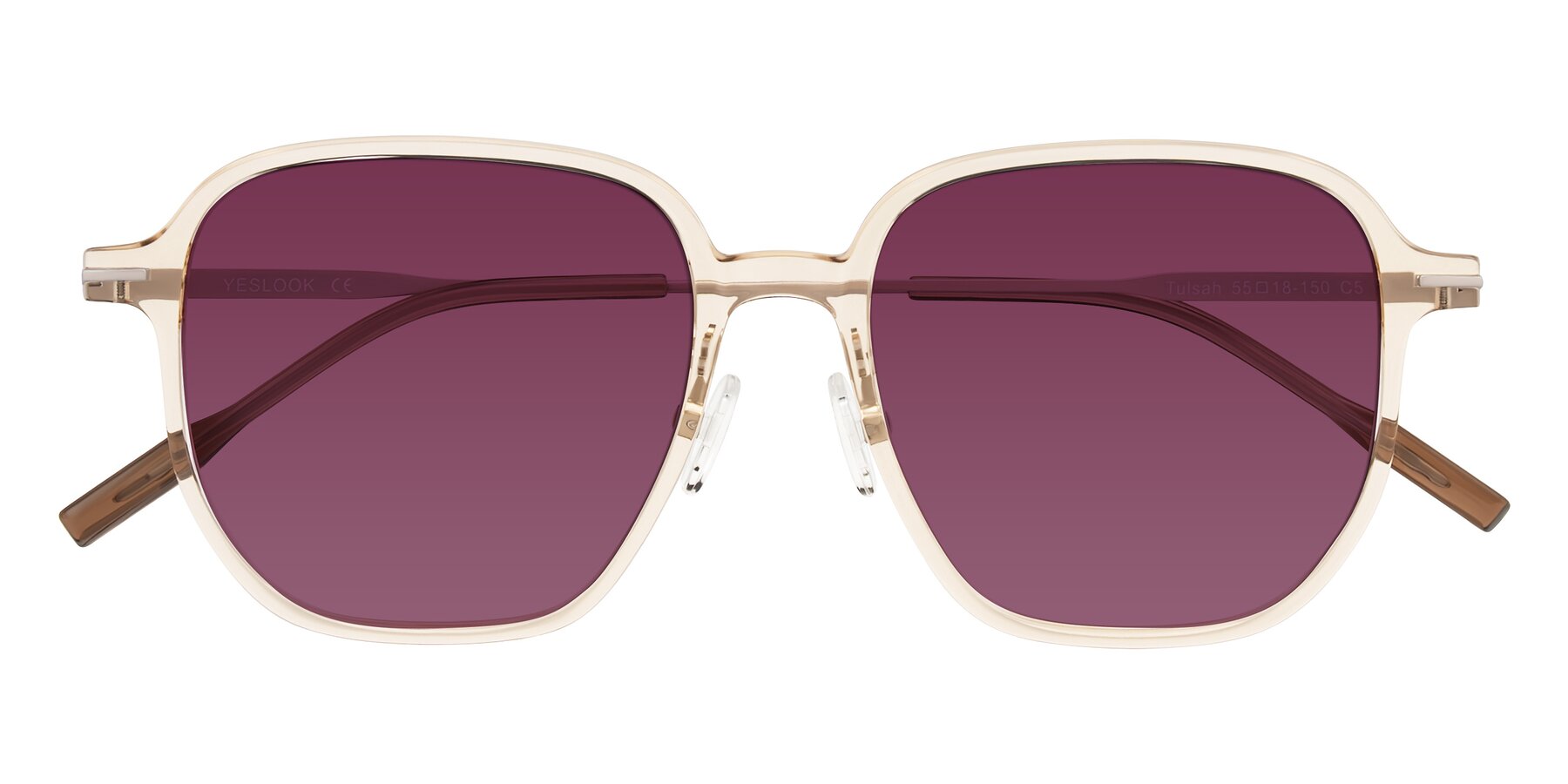 Folded Front of Tulsah in Light Orange with Wine Tinted Lenses