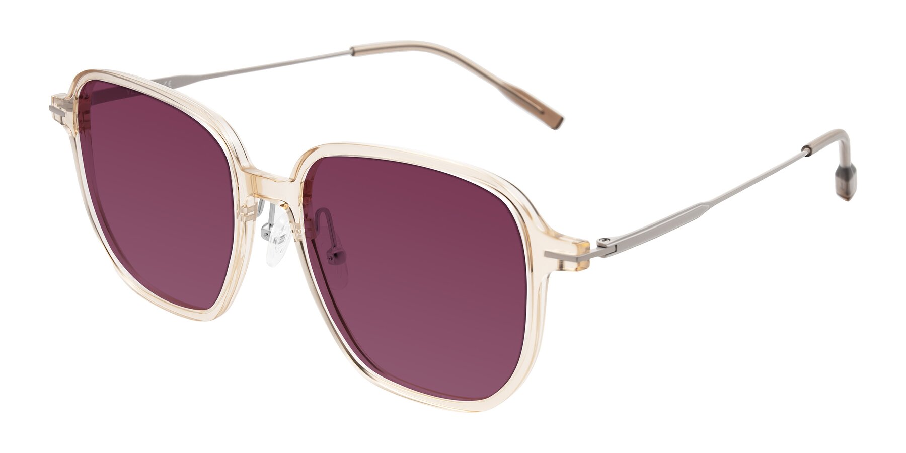 Angle of Tulsah in Light Orange with Wine Tinted Lenses
