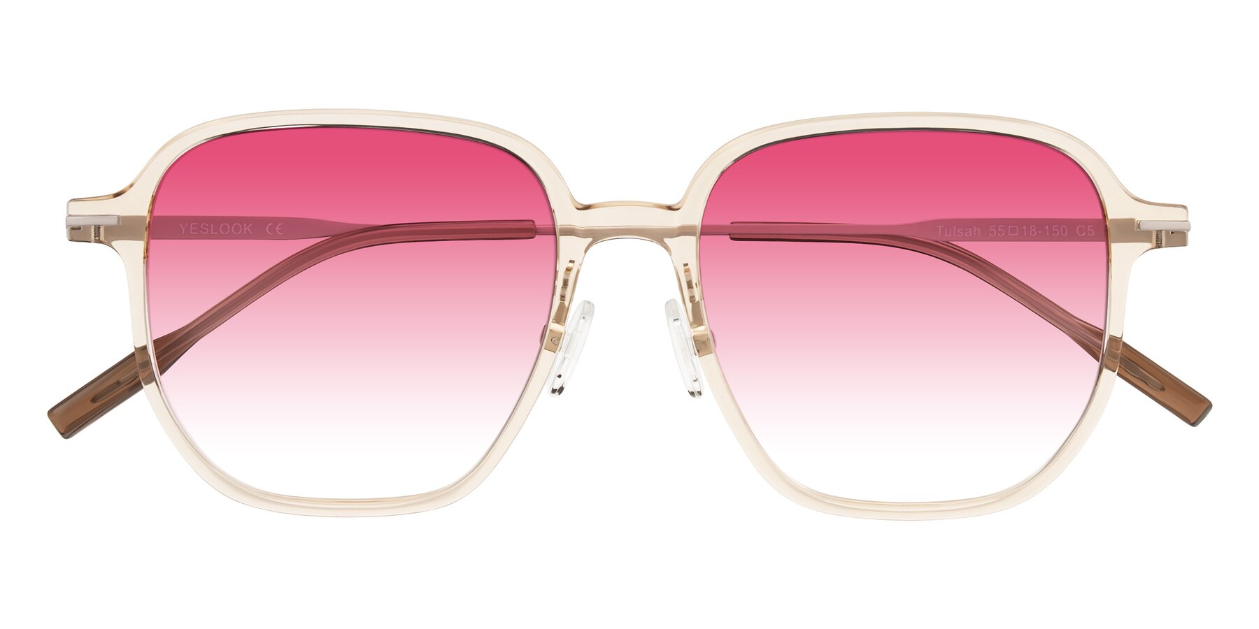 Folded Front of Tulsah in Light Orange with Pink Gradient Lenses