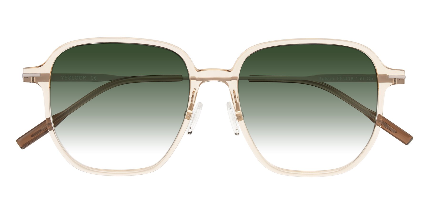 Folded Front of Tulsah in Light Orange with Green Gradient Lenses