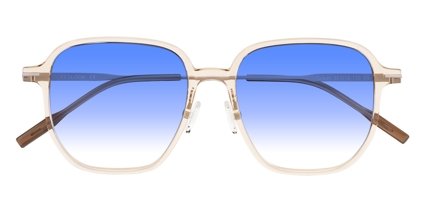 Folded Front of Tulsah in Light Orange with Blue Gradient Lenses
