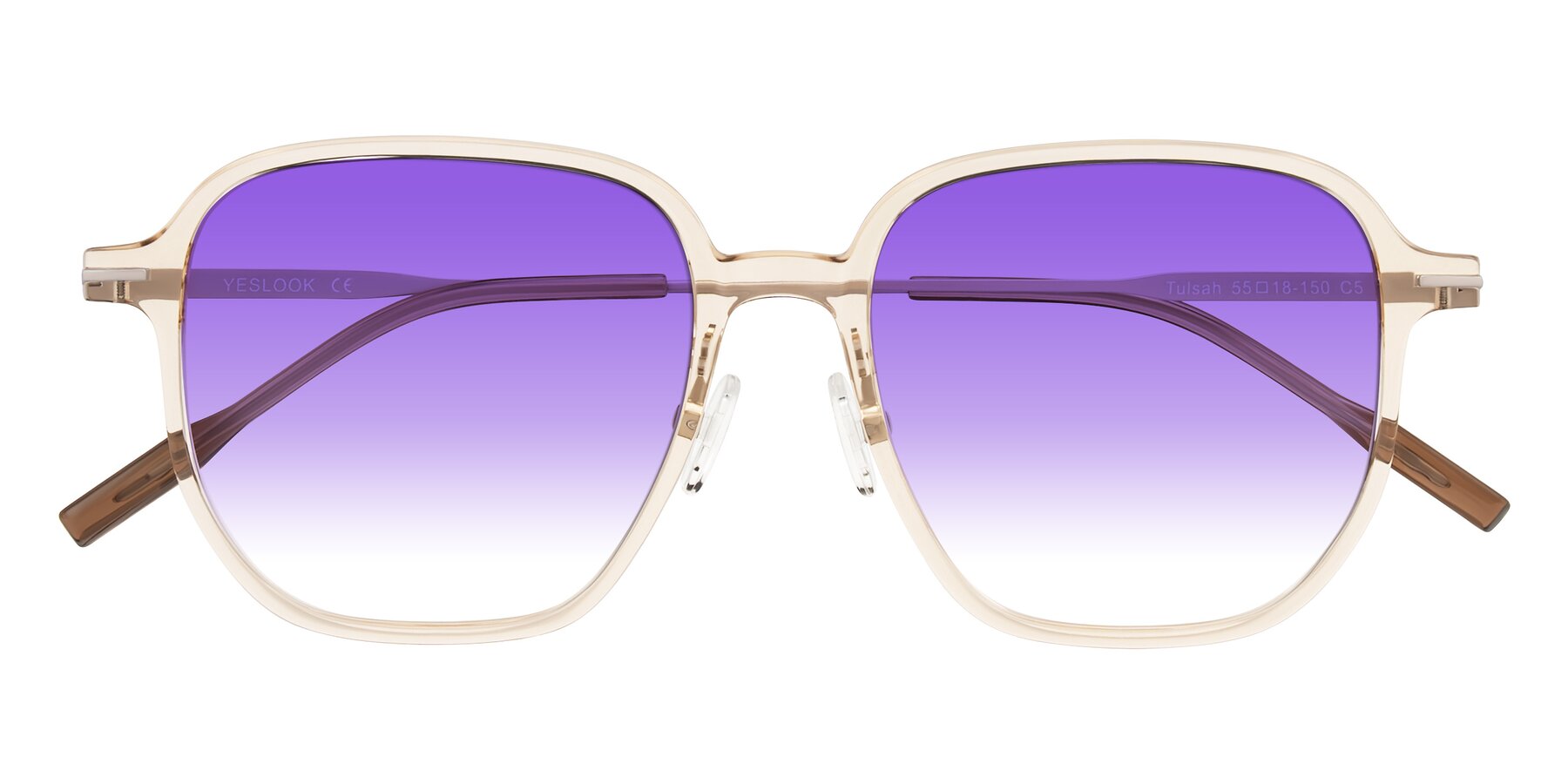 Folded Front of Tulsah in Light Orange with Purple Gradient Lenses