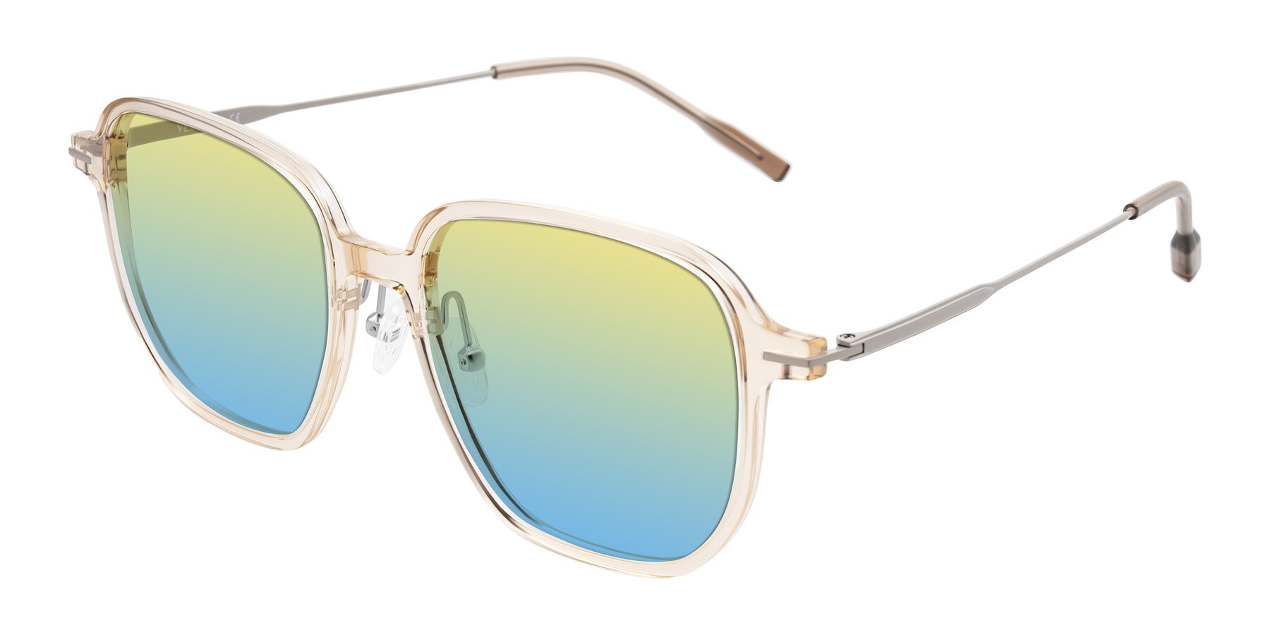 Angle of Tulsah in Light Orange with Yellow / Blue Gradient Lenses