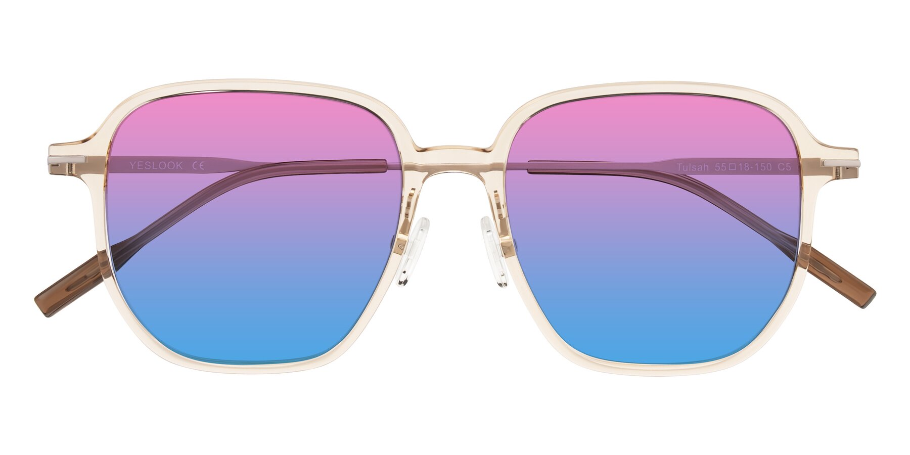 Folded Front of Tulsah in Light Orange with Pink / Blue Gradient Lenses