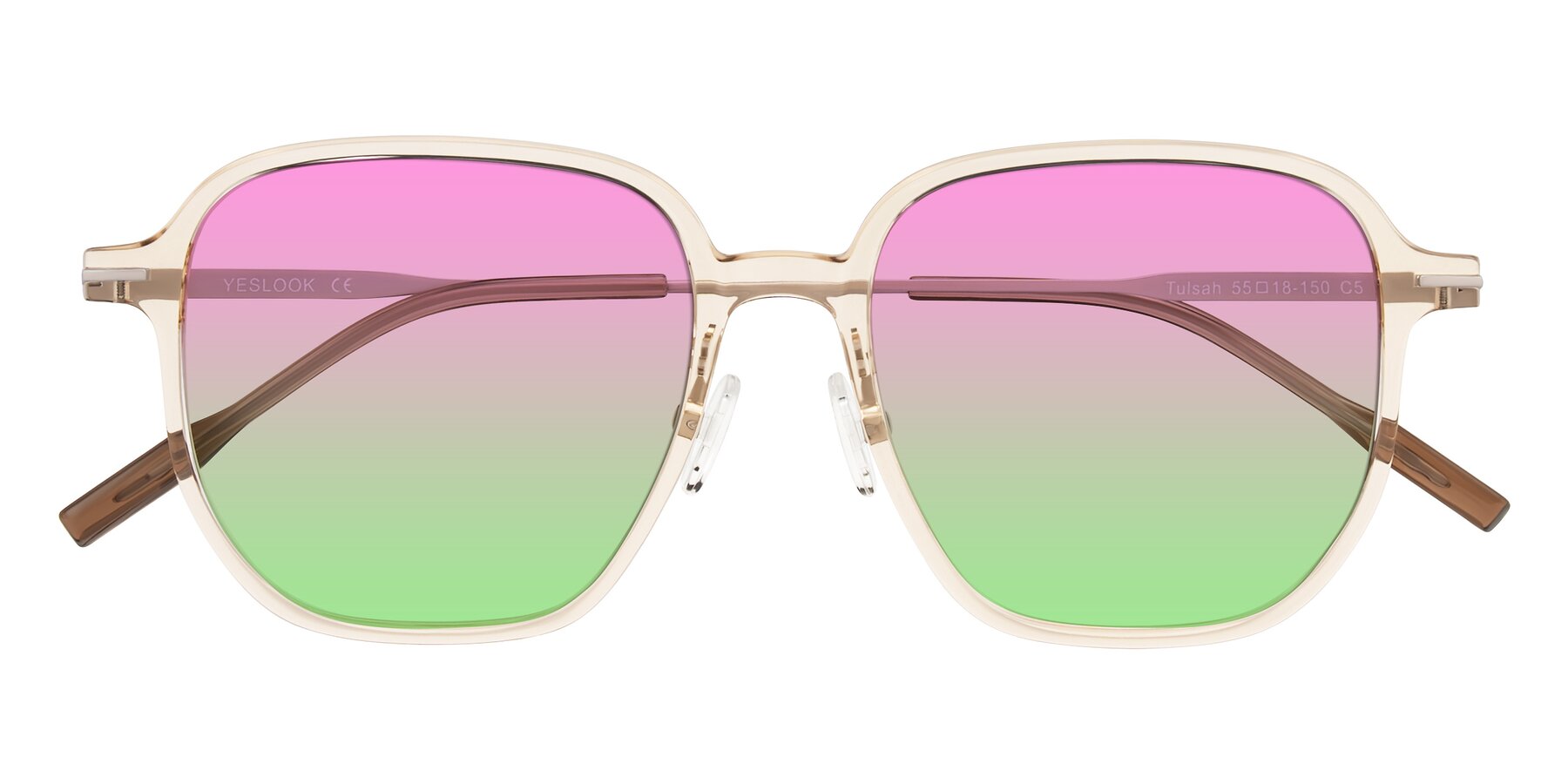 Folded Front of Tulsah in Light Orange with Pink / Green Gradient Lenses