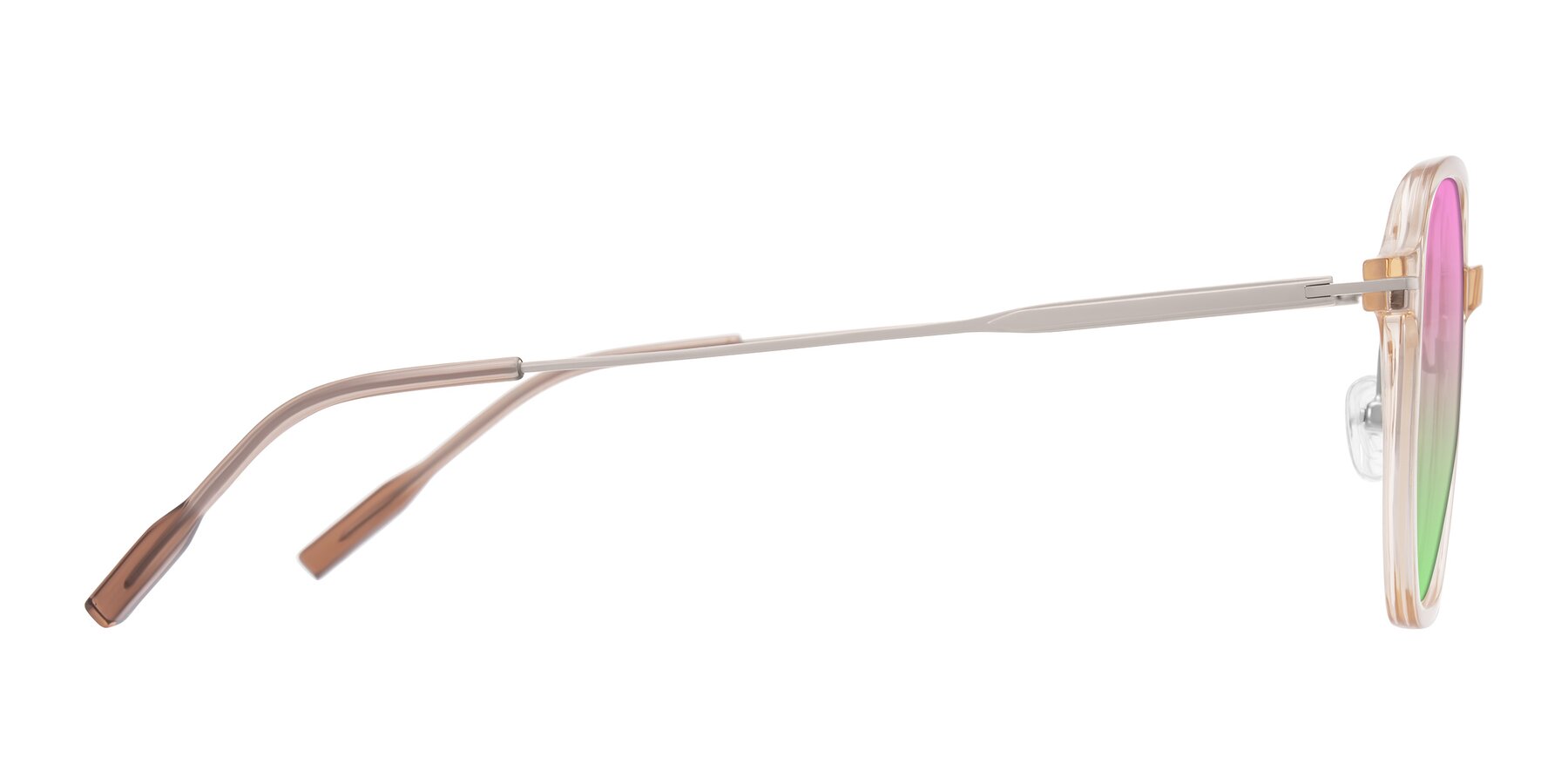 Side of Tulsah in Light Orange with Pink / Green Gradient Lenses