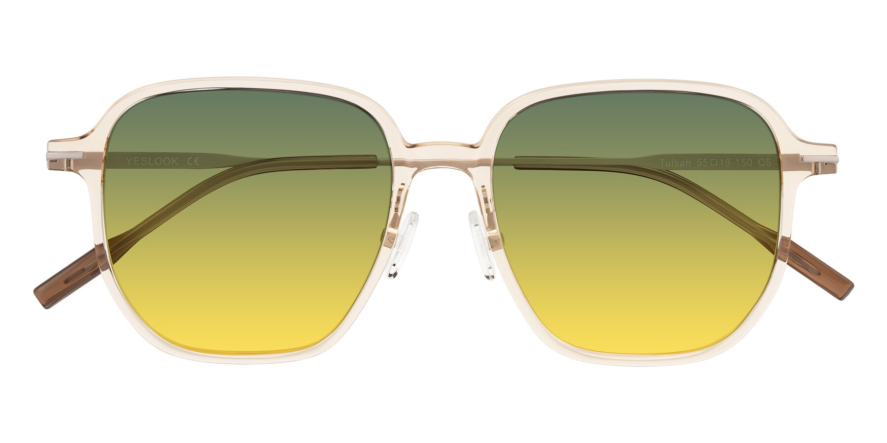 Folded Front of Tulsah in Light Orange with Green / Yellow Gradient Lenses