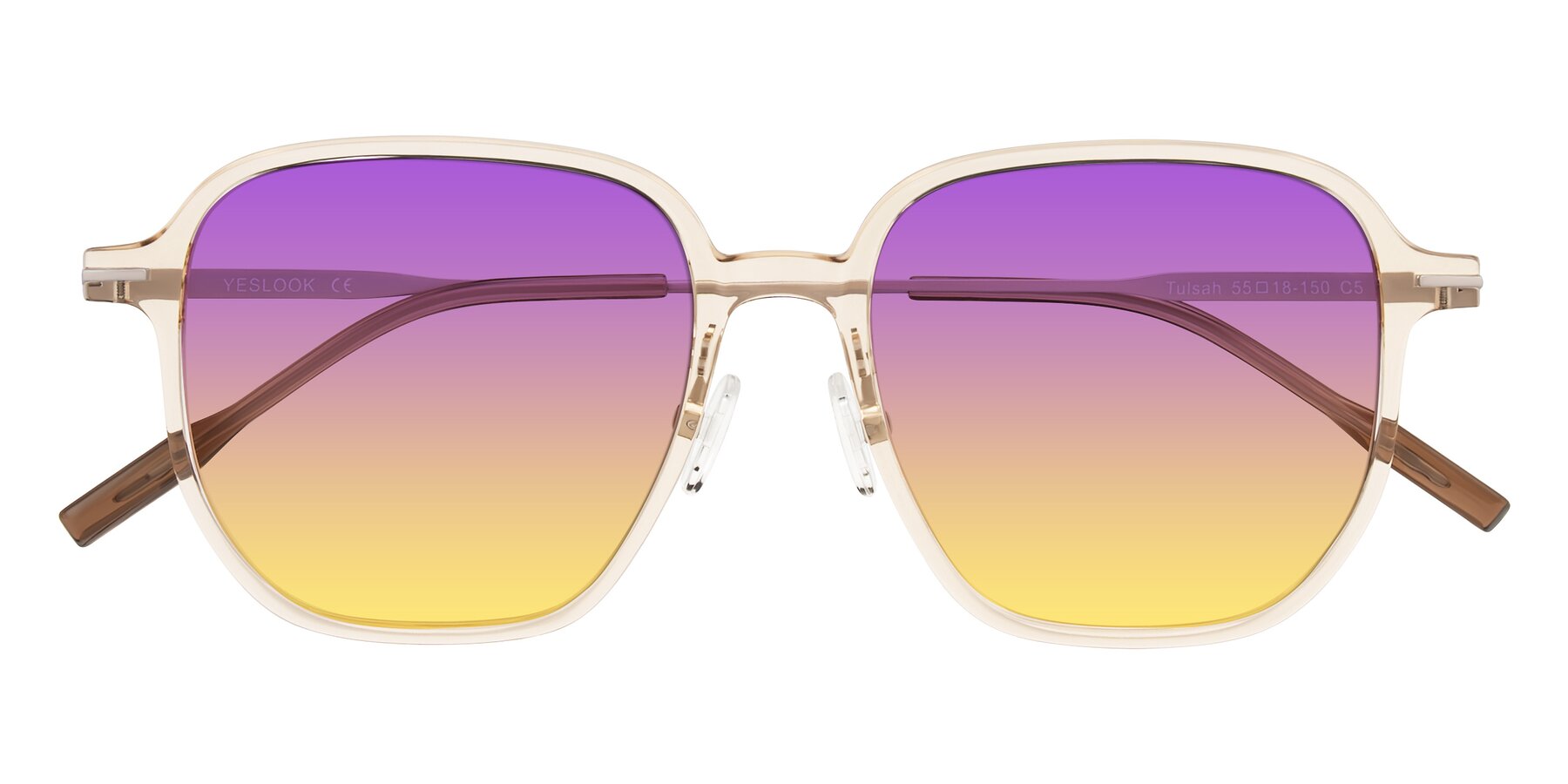 Folded Front of Tulsah in Light Orange with Purple / Yellow Gradient Lenses