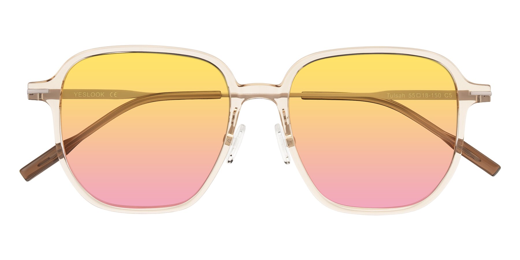 Folded Front of Tulsah in Light Orange with Yellow / Pink Gradient Lenses
