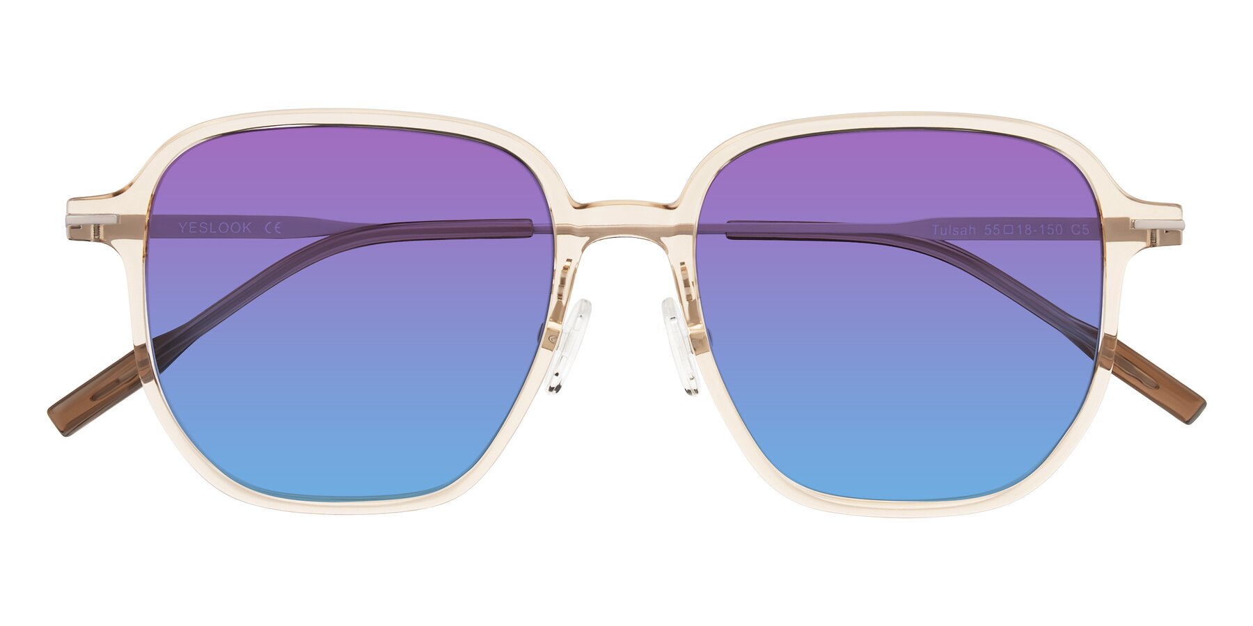 Folded Front of Tulsah in Light Orange with Purple / Blue Gradient Lenses