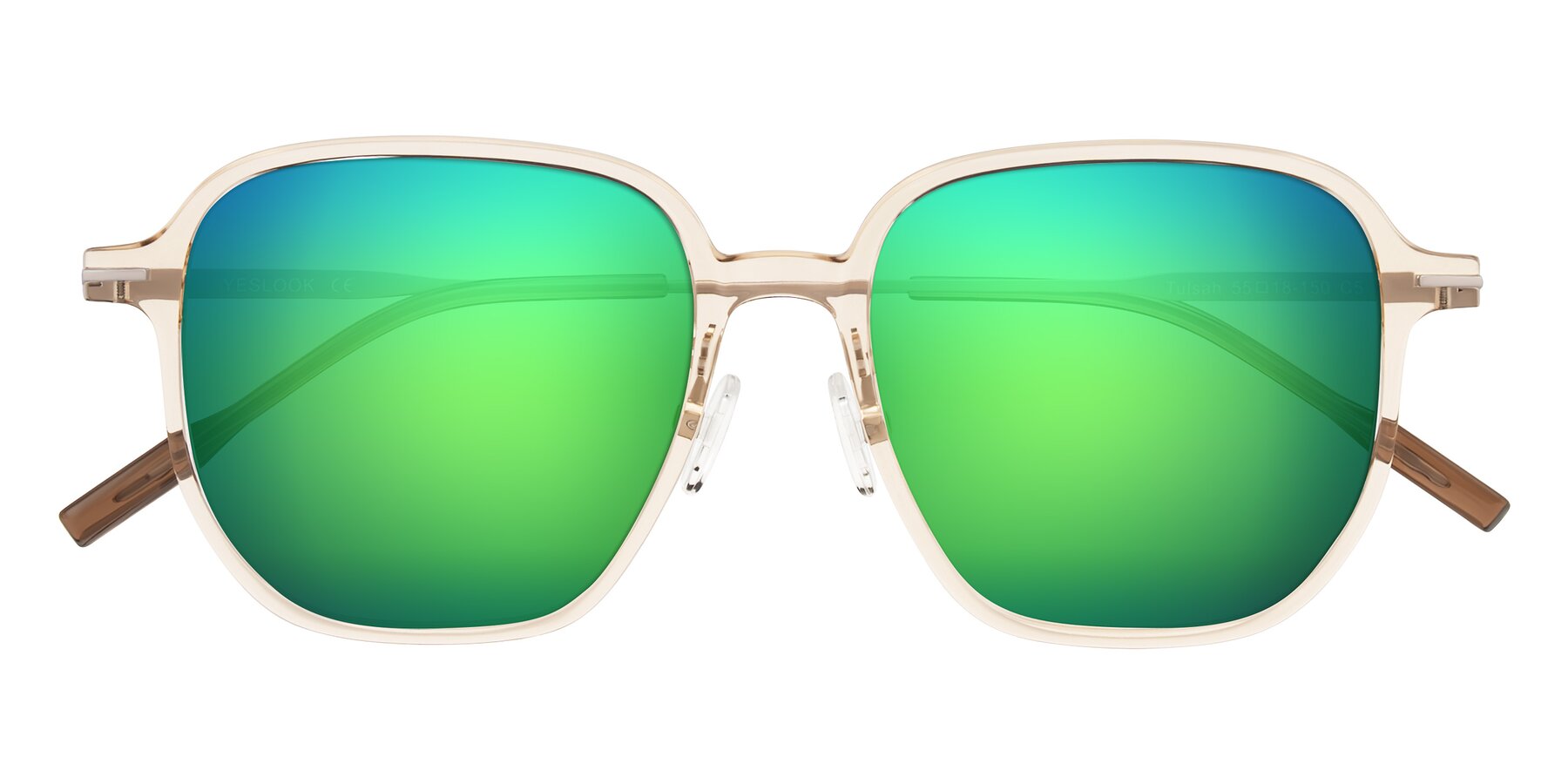 Folded Front of Tulsah in Light Orange with Green Mirrored Lenses