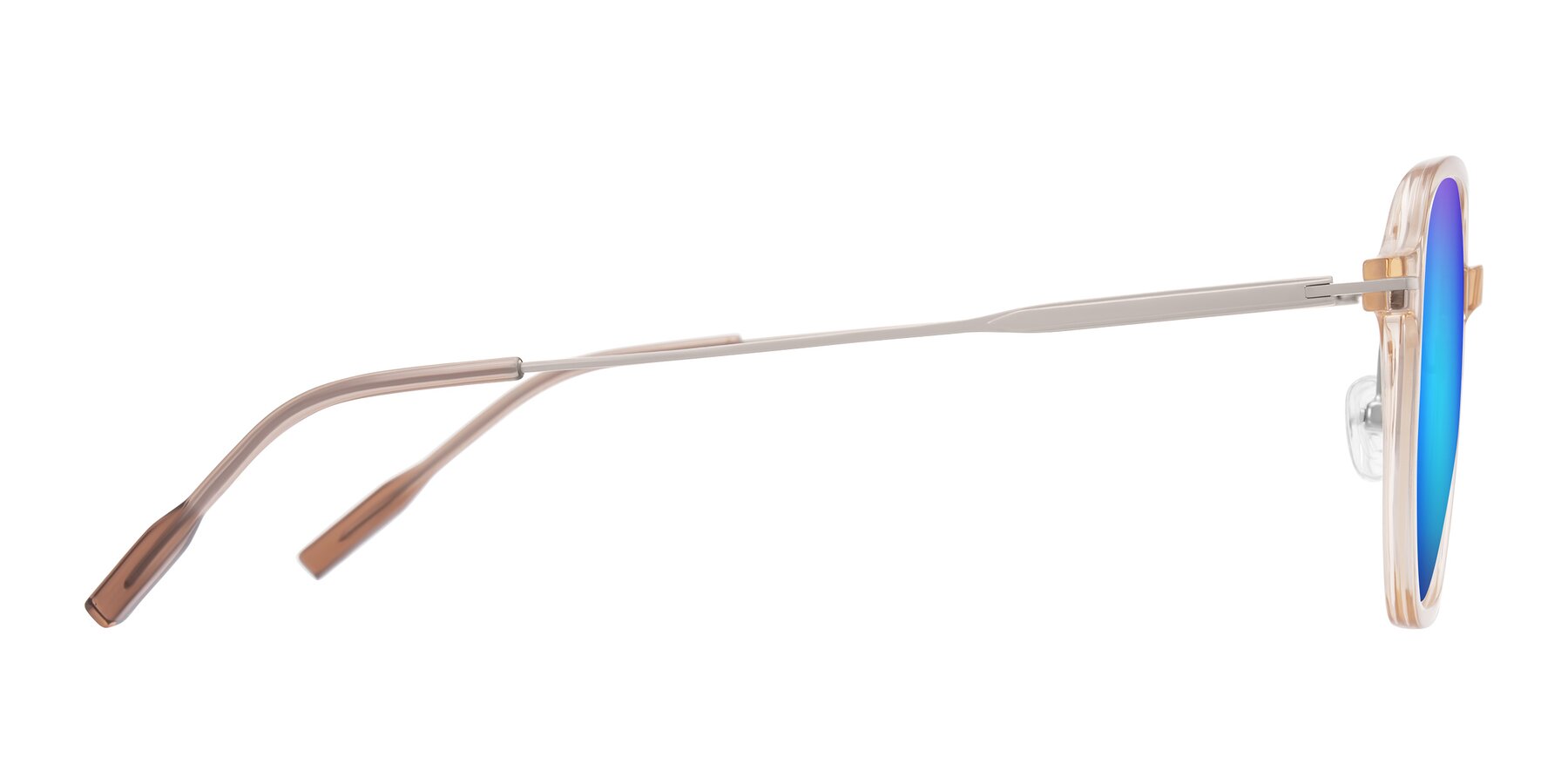 Side of Tulsah in Light Orange with Blue Mirrored Lenses