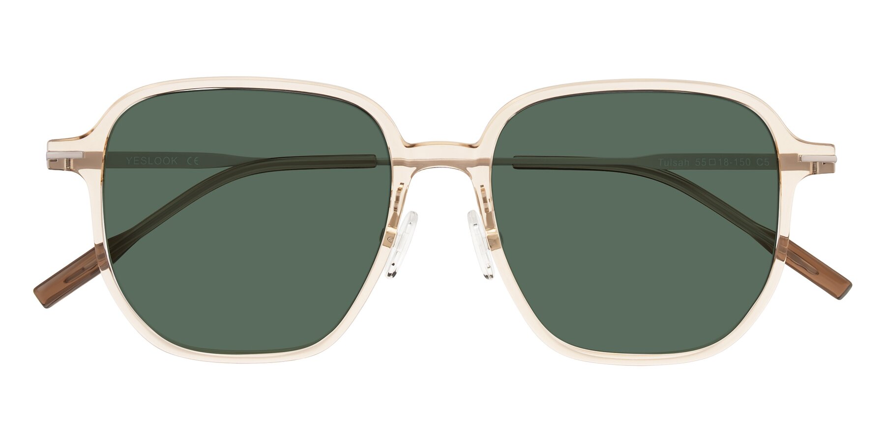 Folded Front of Tulsah in Light Orange with Green Polarized Lenses