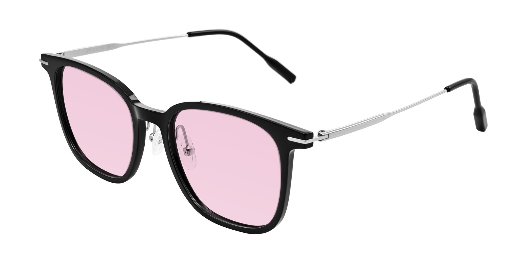 Angle of Oonk in Black with Light Pink Tinted Lenses