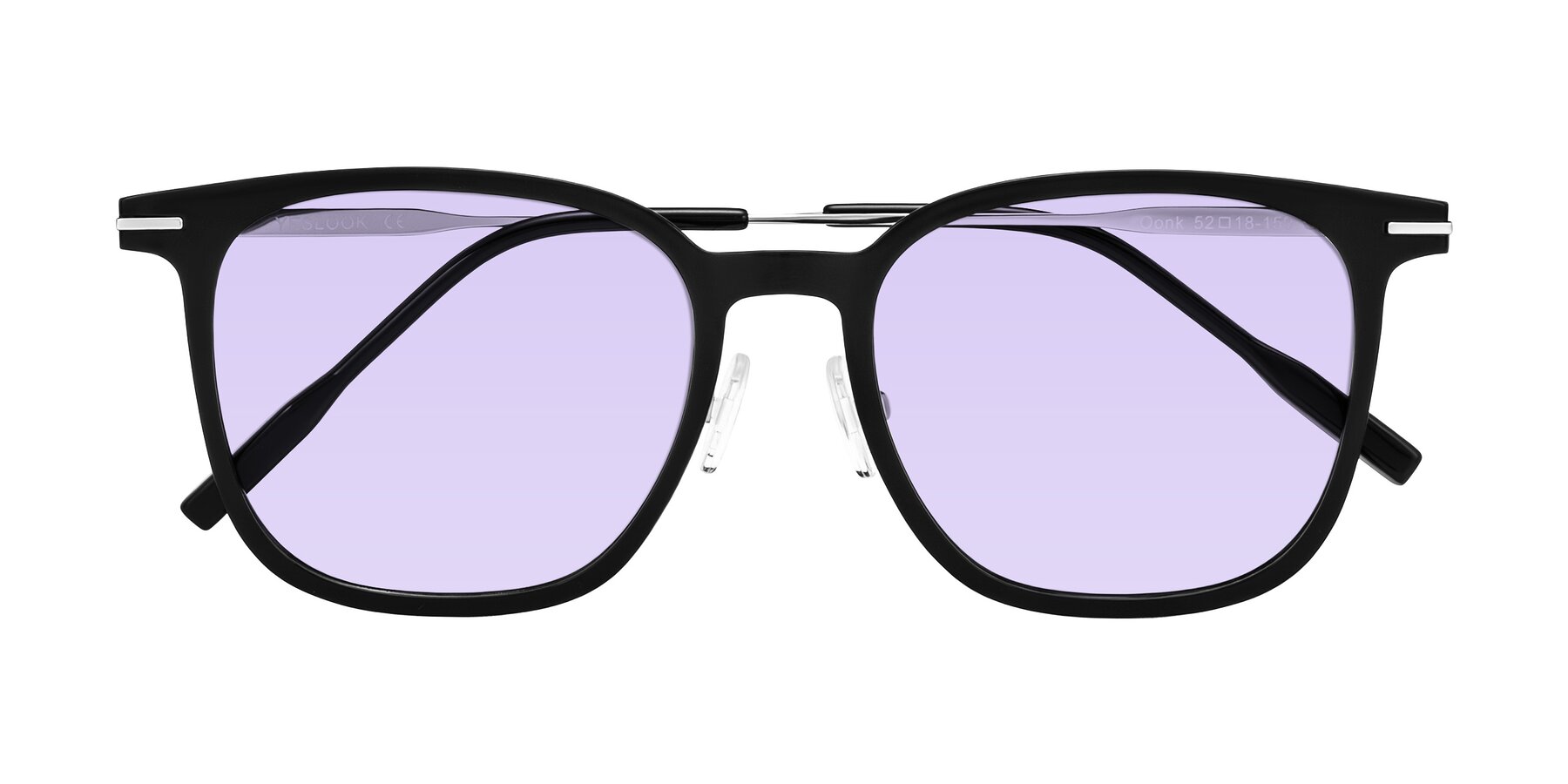 Folded Front of Oonk in Black with Light Purple Tinted Lenses