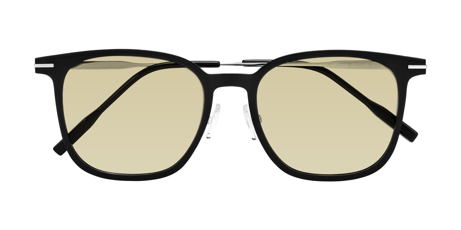 Folded Front of Oonk in Black with Light Champagne Tinted Lenses