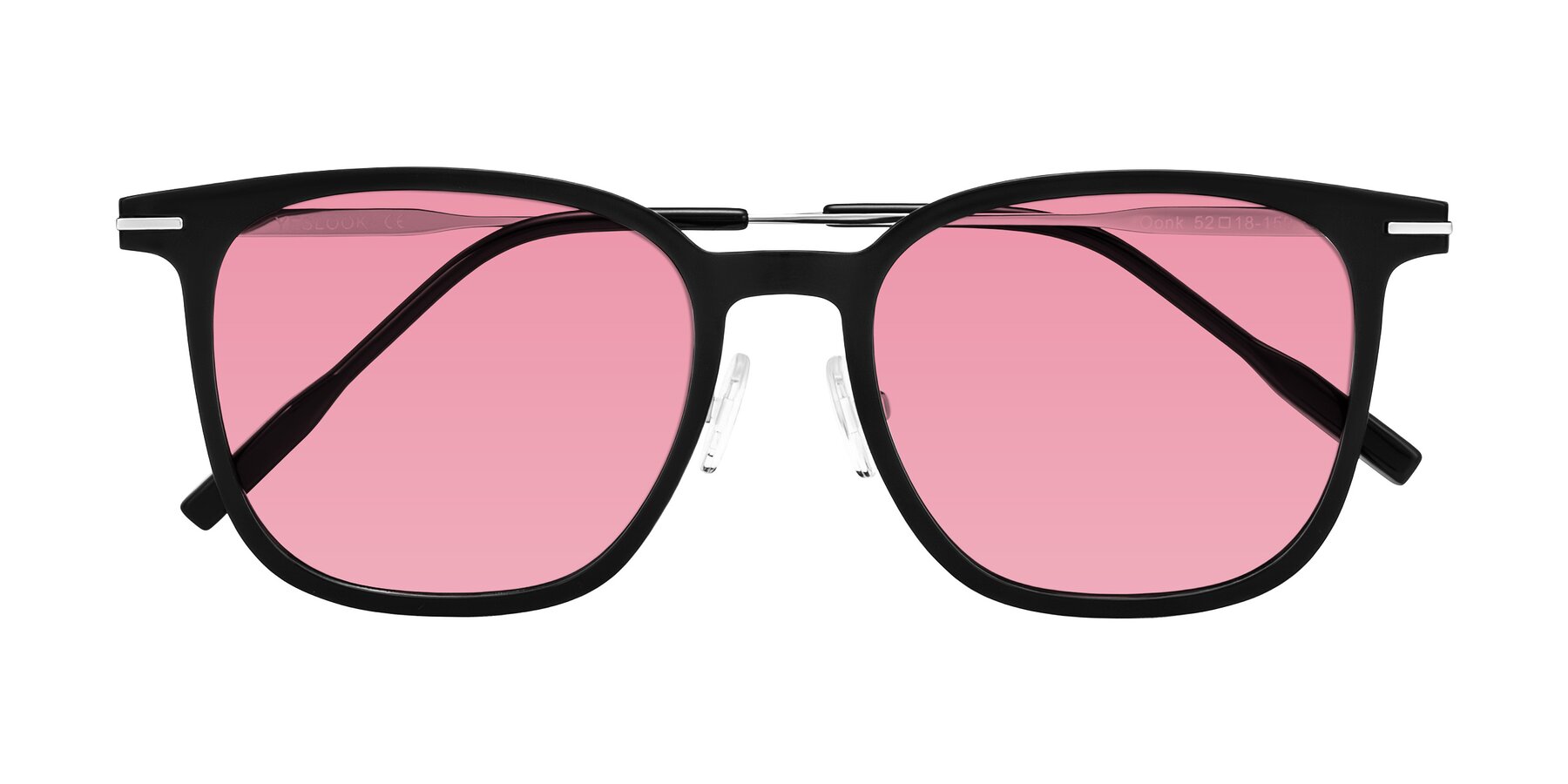 Folded Front of Oonk in Black with Pink Tinted Lenses