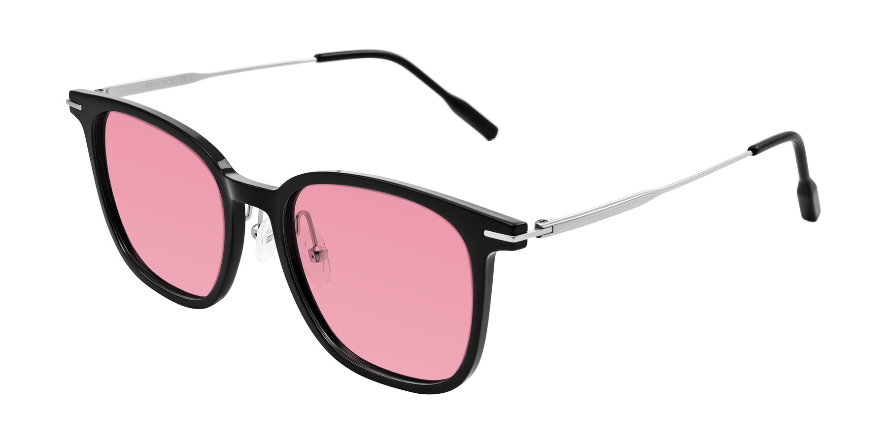 Angle of Oonk in Black with Pink Tinted Lenses