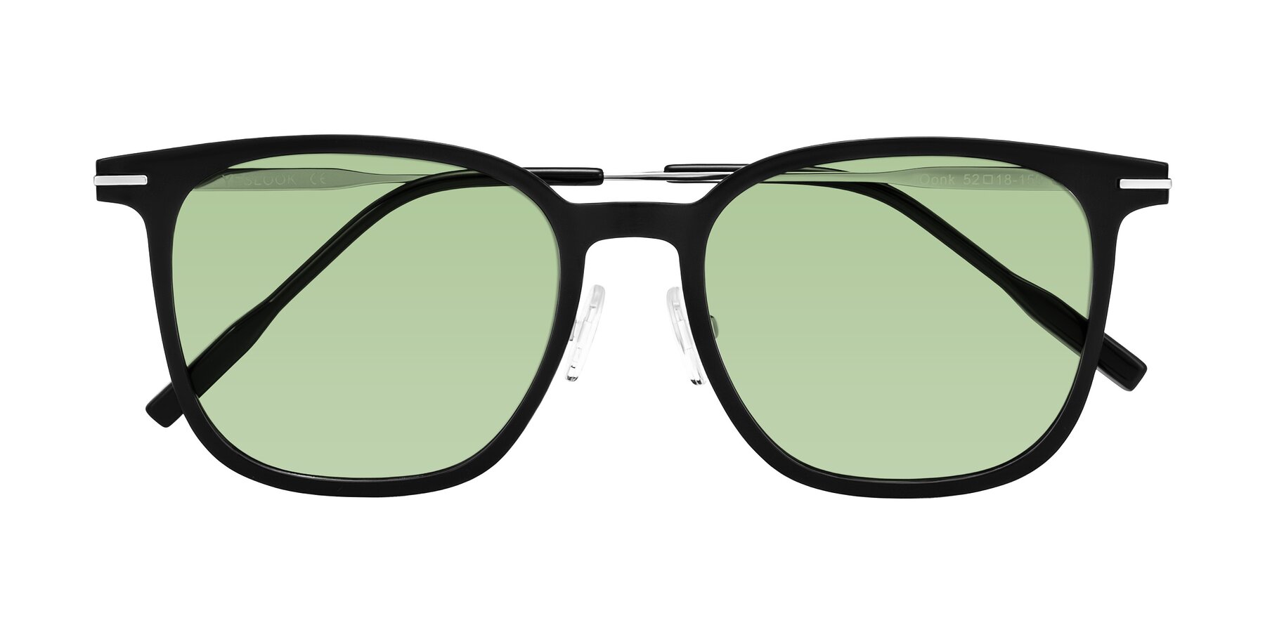Folded Front of Oonk in Black with Medium Green Tinted Lenses