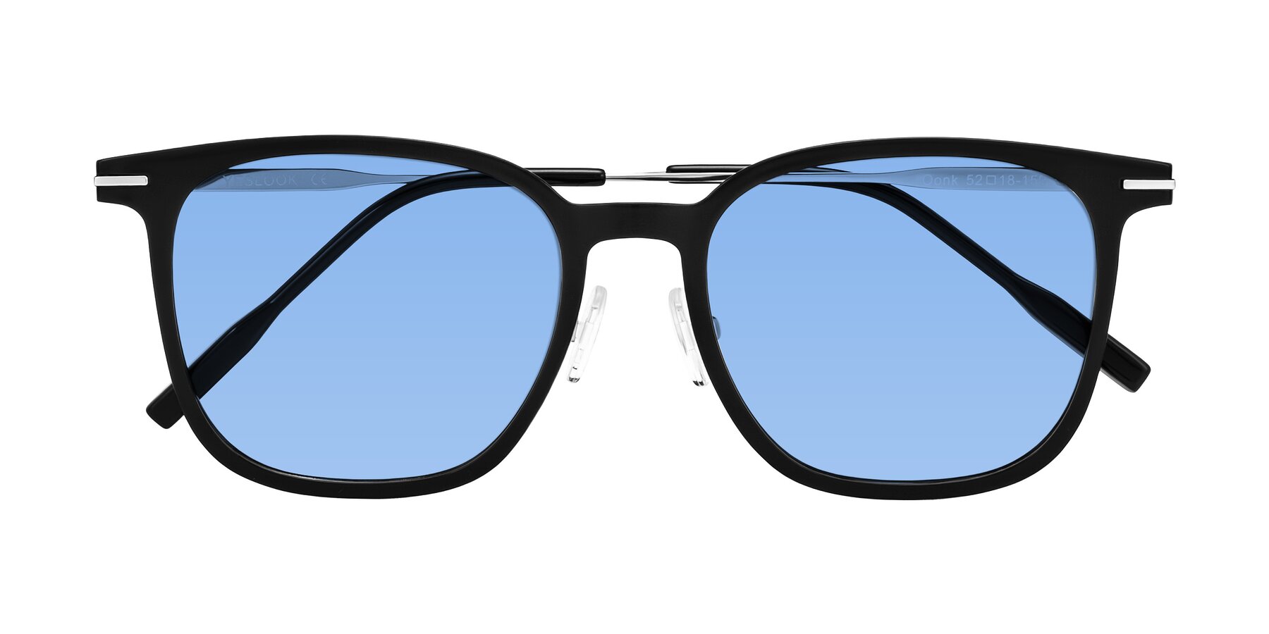 Folded Front of Oonk in Black with Medium Blue Tinted Lenses