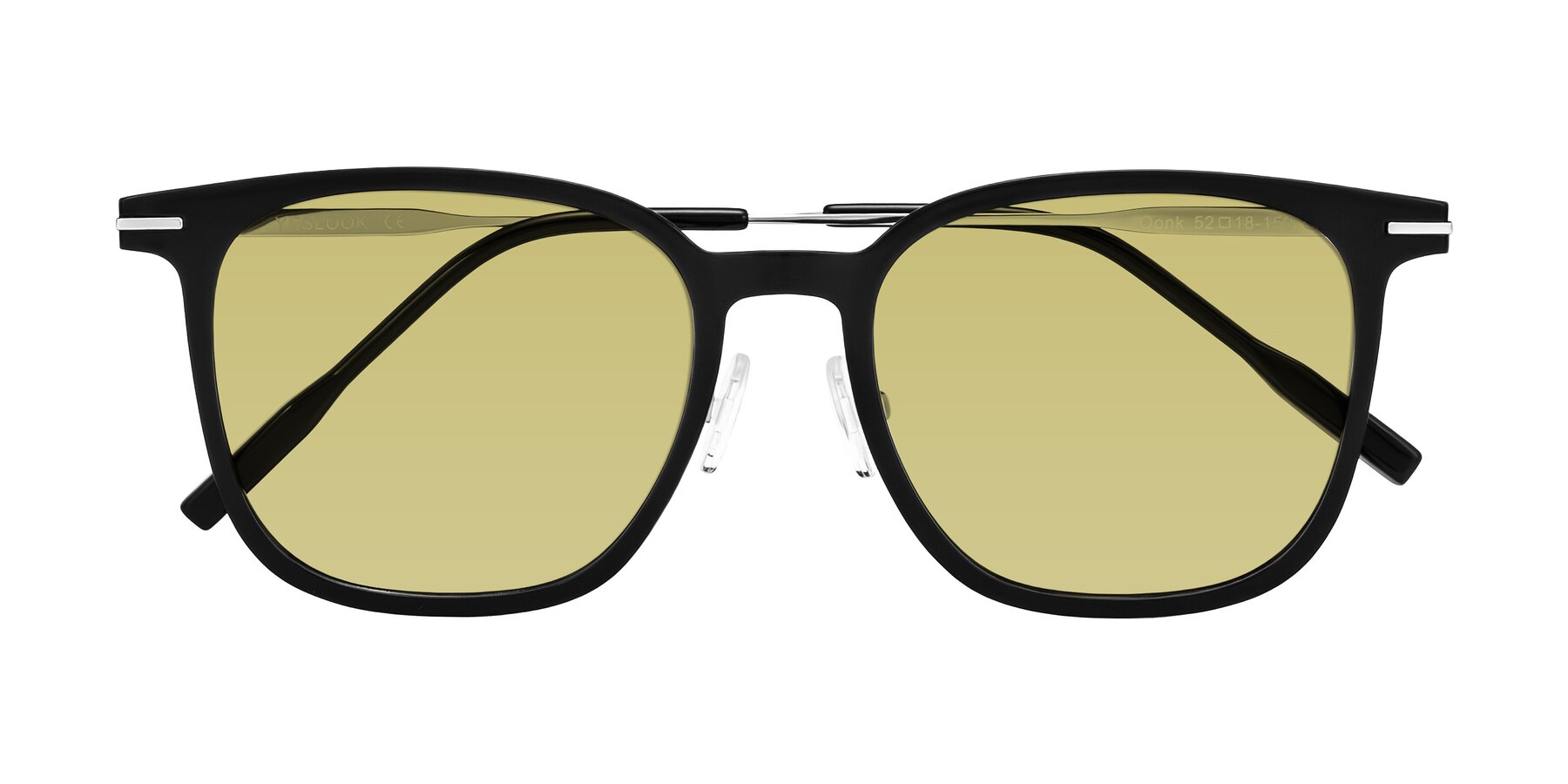 Folded Front of Oonk in Black with Medium Champagne Tinted Lenses