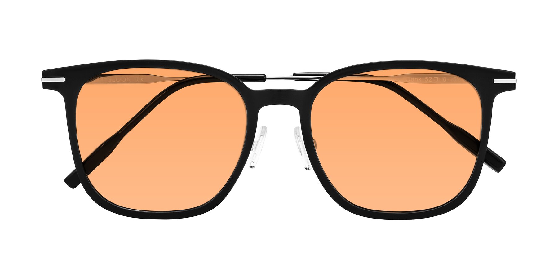 Folded Front of Oonk in Black with Medium Orange Tinted Lenses