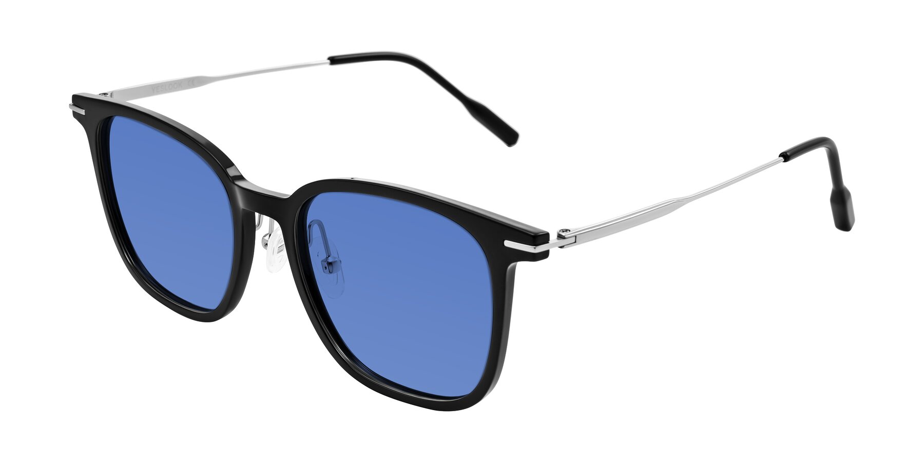 Angle of Oonk in Black with Blue Tinted Lenses