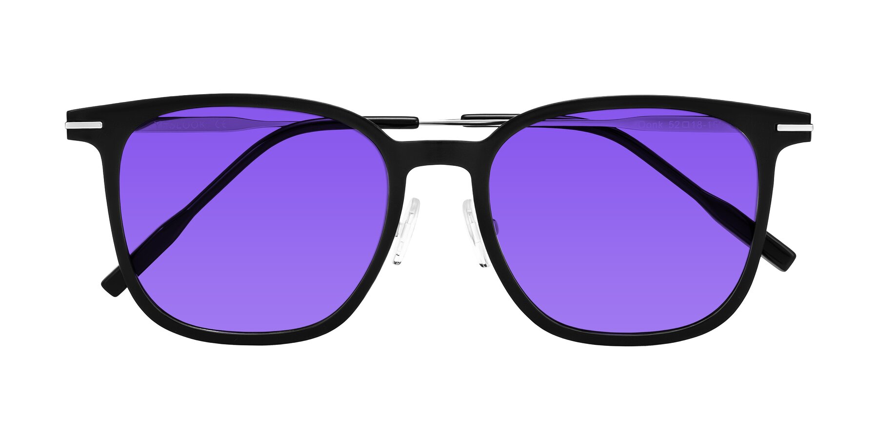 Folded Front of Oonk in Black with Purple Tinted Lenses