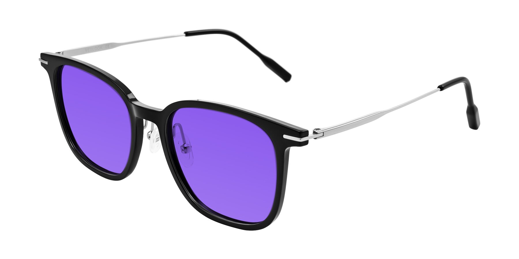 Angle of Oonk in Black with Purple Tinted Lenses