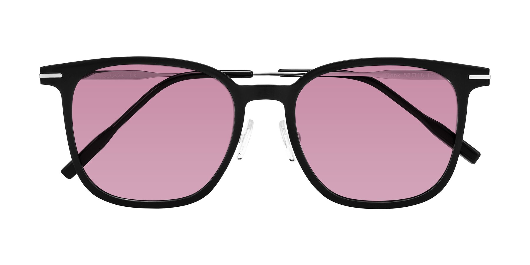 Folded Front of Oonk in Black with Medium Wine Tinted Lenses