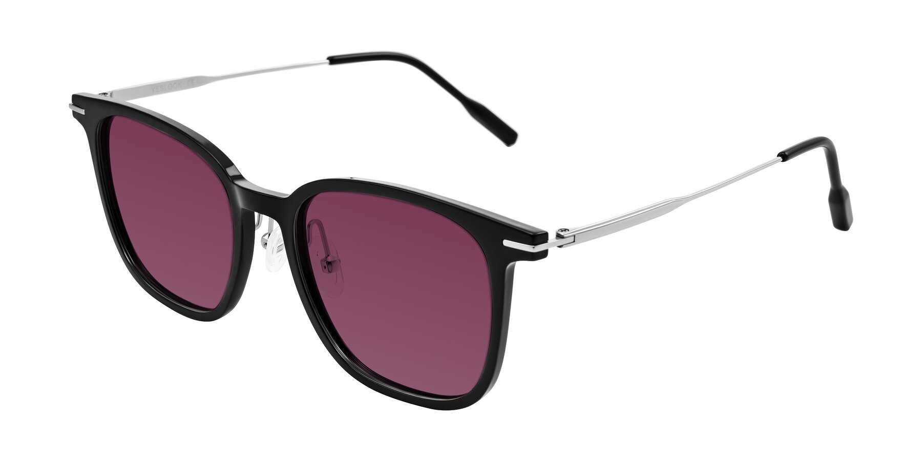 Angle of Oonk in Black with Wine Tinted Lenses