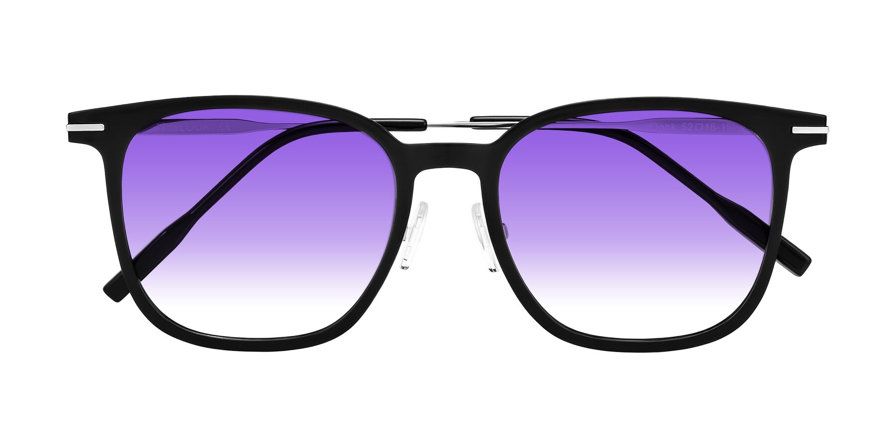 Folded Front of Oonk in Black with Purple Gradient Lenses