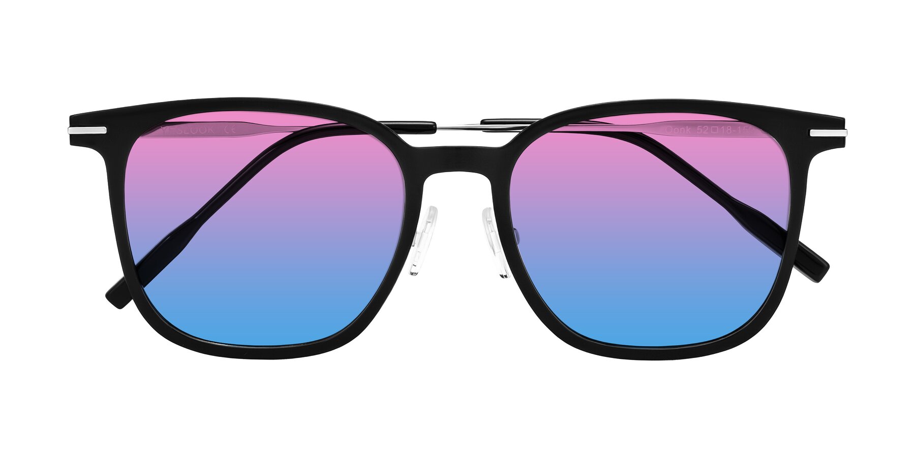 Folded Front of Oonk in Black with Pink / Blue Gradient Lenses