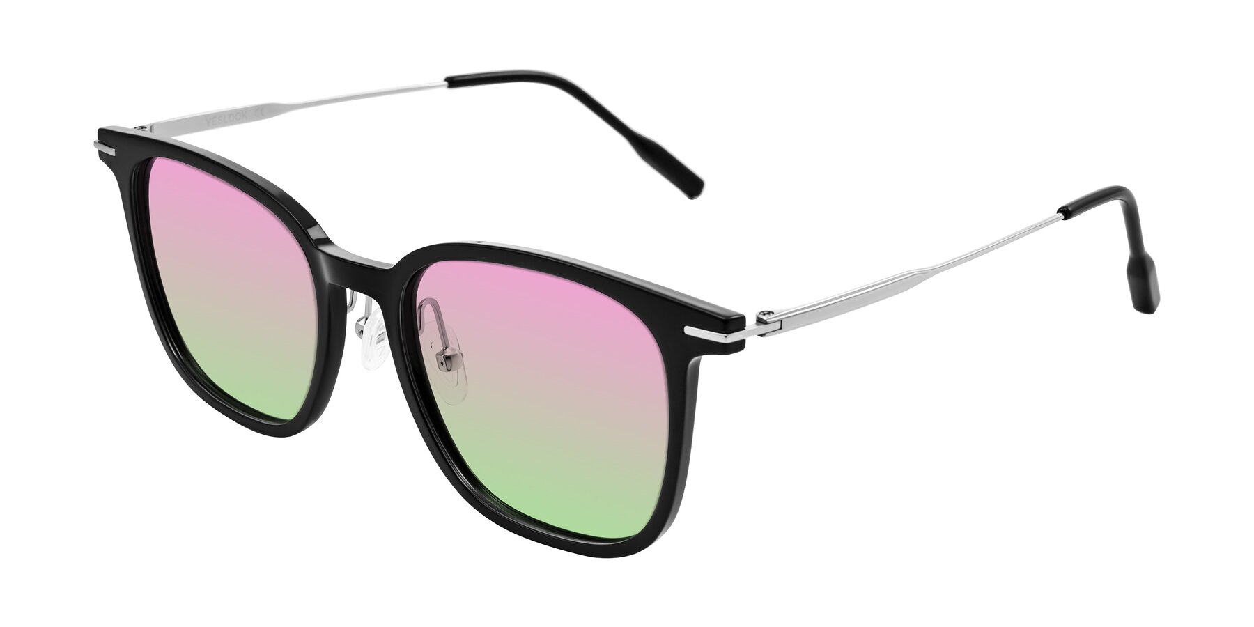 Angle of Oonk in Black with Pink / Green Gradient Lenses