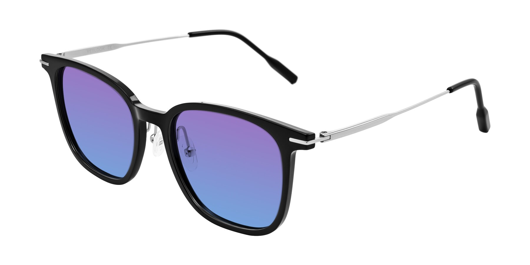 Angle of Oonk in Black with Purple / Blue Gradient Lenses
