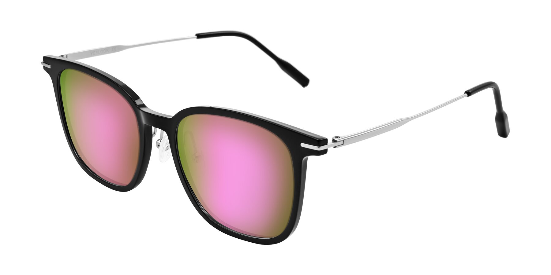 Angle of Oonk in Black with Pink Mirrored Lenses