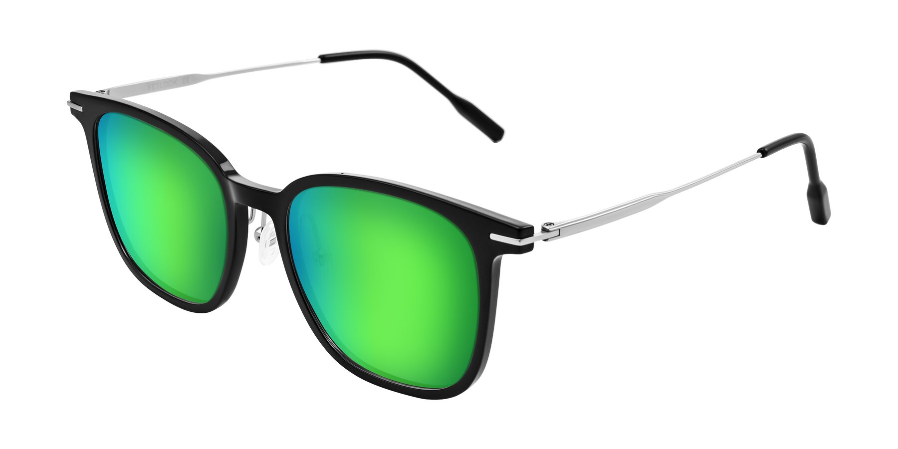 Angle of Oonk in Black with Green Mirrored Lenses