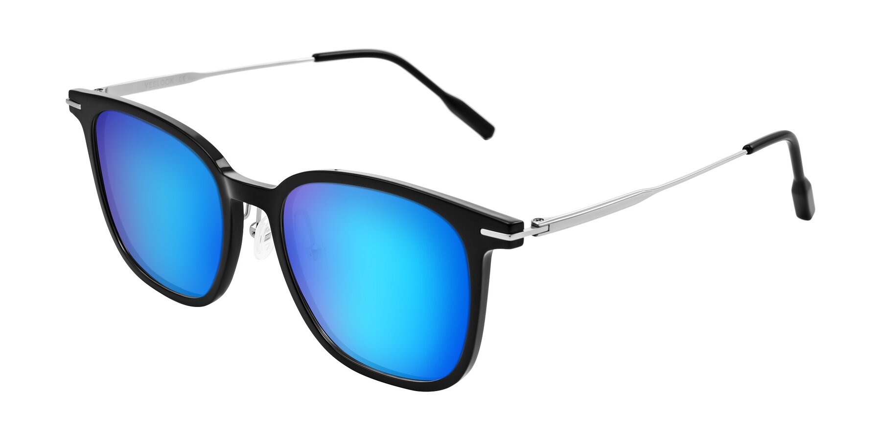 Angle of Oonk in Black with Blue Mirrored Lenses