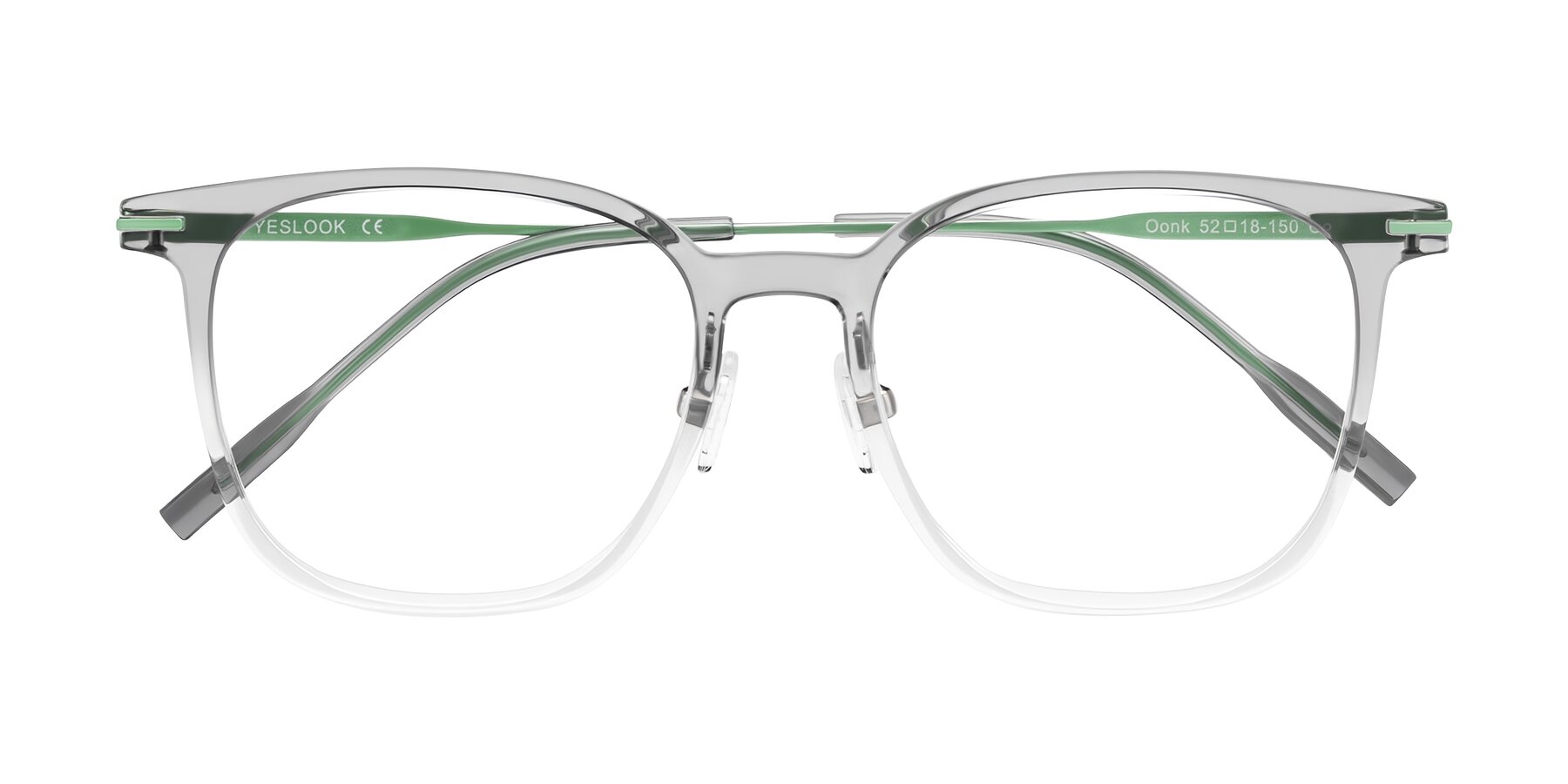 Gradient Light Gray/Clear Lightweight TR90 Trapezoid Eyeglasses - Oonk