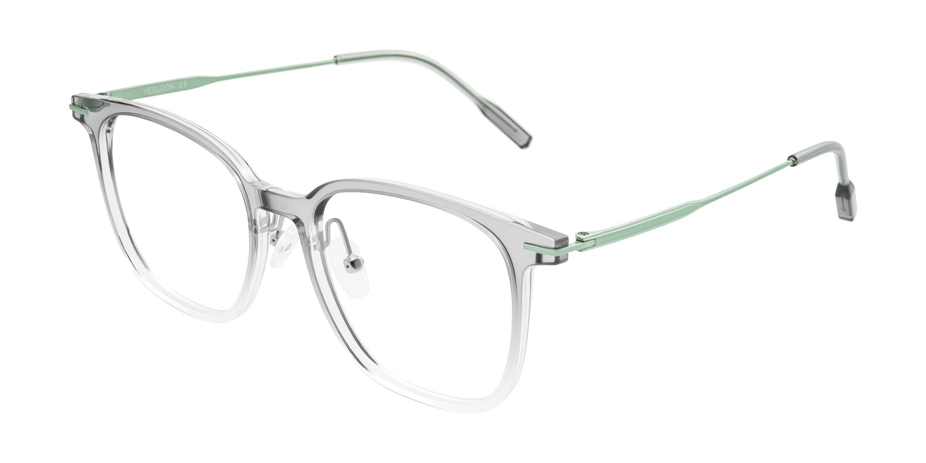 Angle of Oonk in Gradient Light Gray/Clear with Clear Eyeglass Lenses
