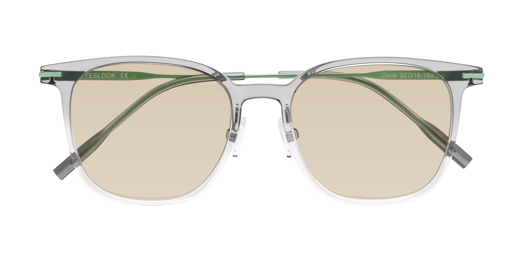Folded Front of Oonk in Gradient Light Gray/Clear with Light Brown Tinted Lenses