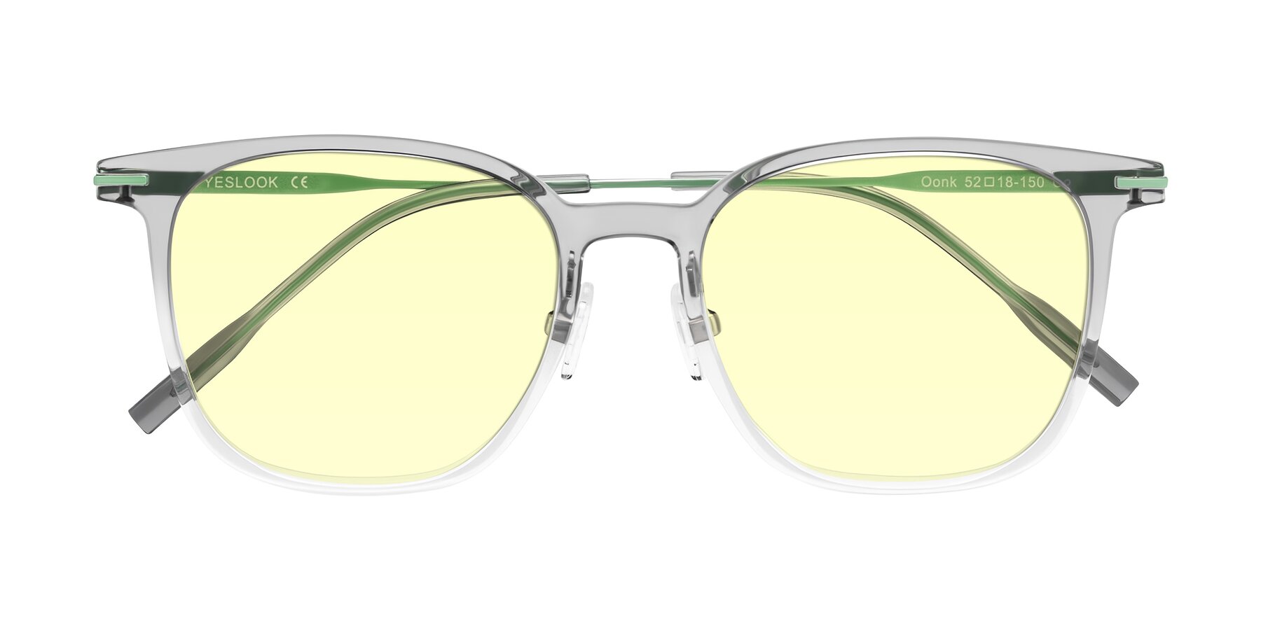 Folded Front of Oonk in Gradient Light Gray/Clear with Light Yellow Tinted Lenses