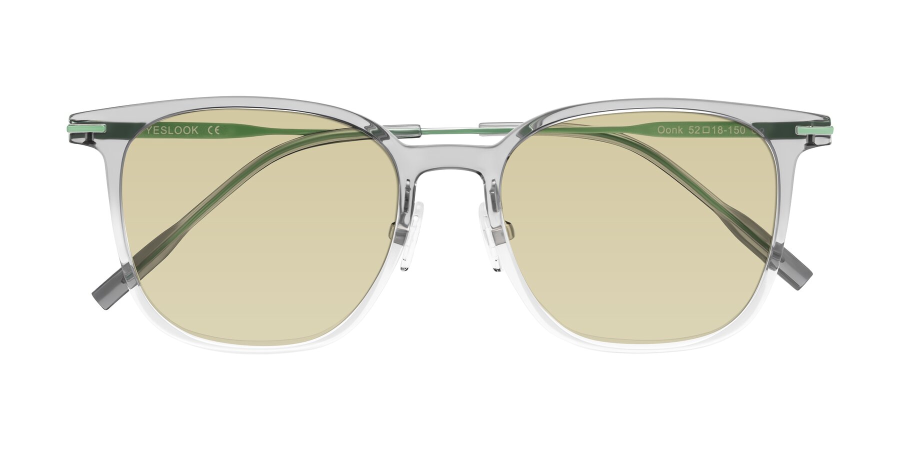 Folded Front of Oonk in Gradient Light Gray/Clear with Light Champagne Tinted Lenses