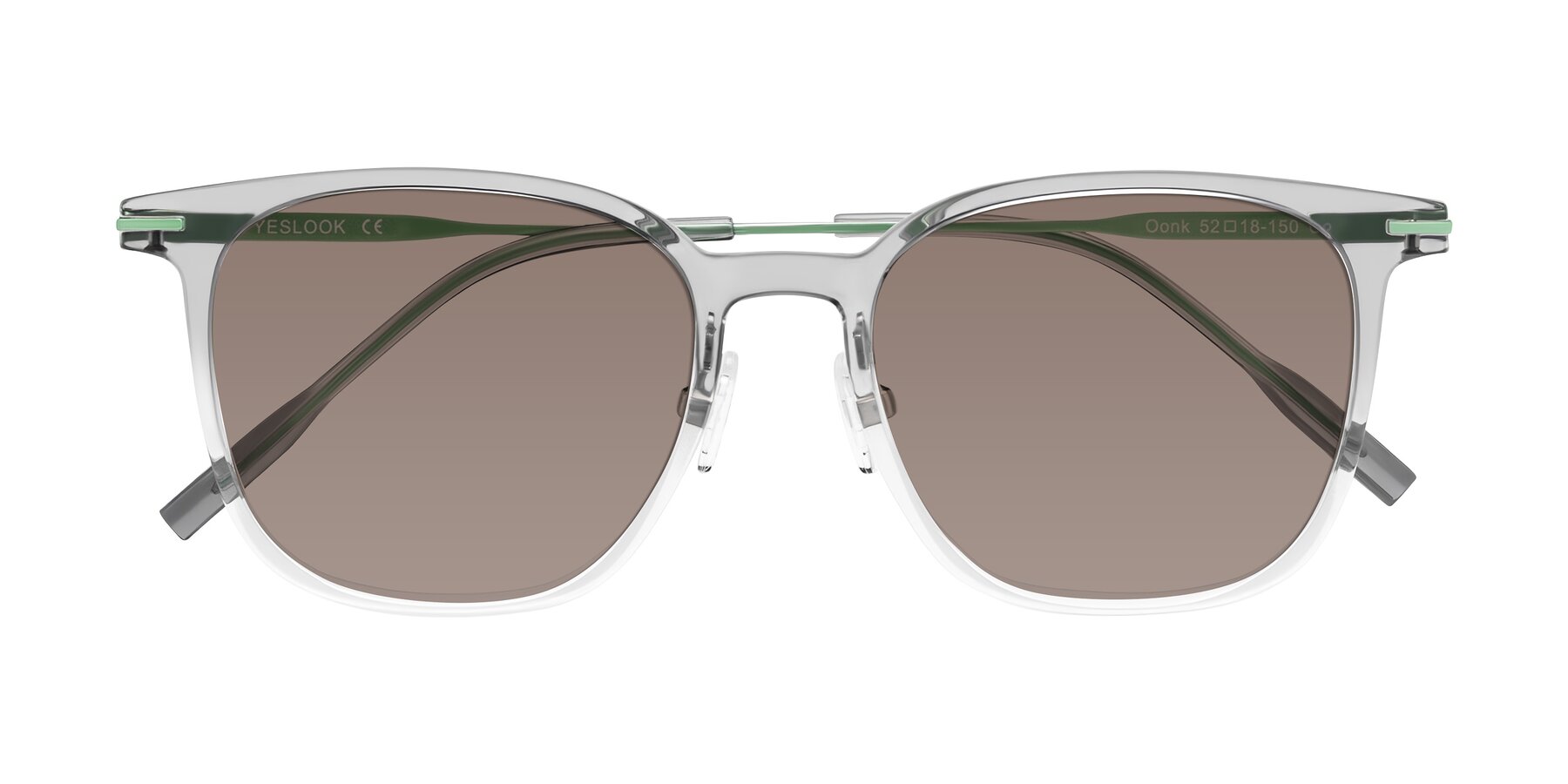 Folded Front of Oonk in Gradient Light Gray/Clear with Medium Brown Tinted Lenses