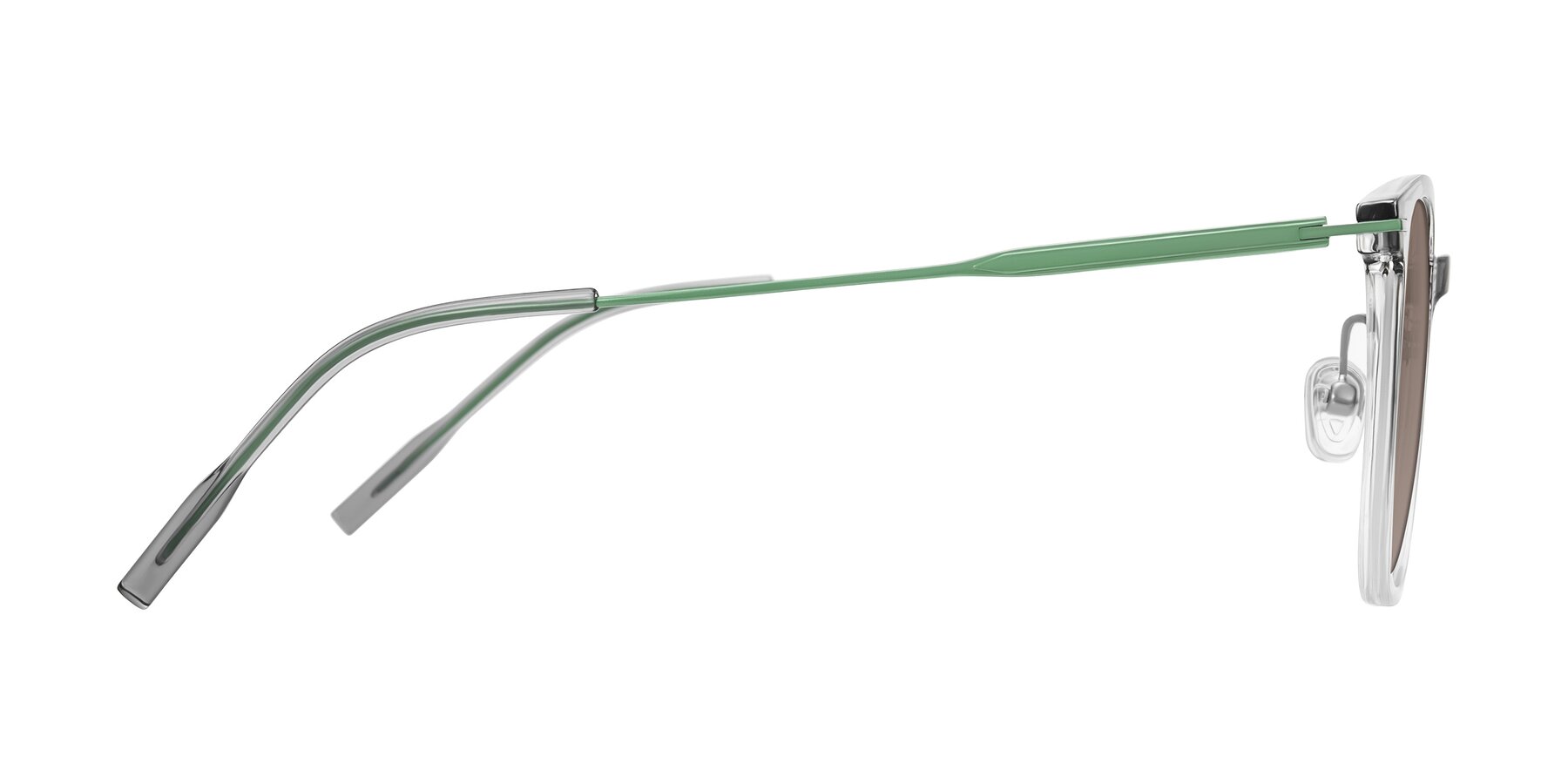 Side of Oonk in Gradient Light Gray/Clear with Medium Brown Tinted Lenses